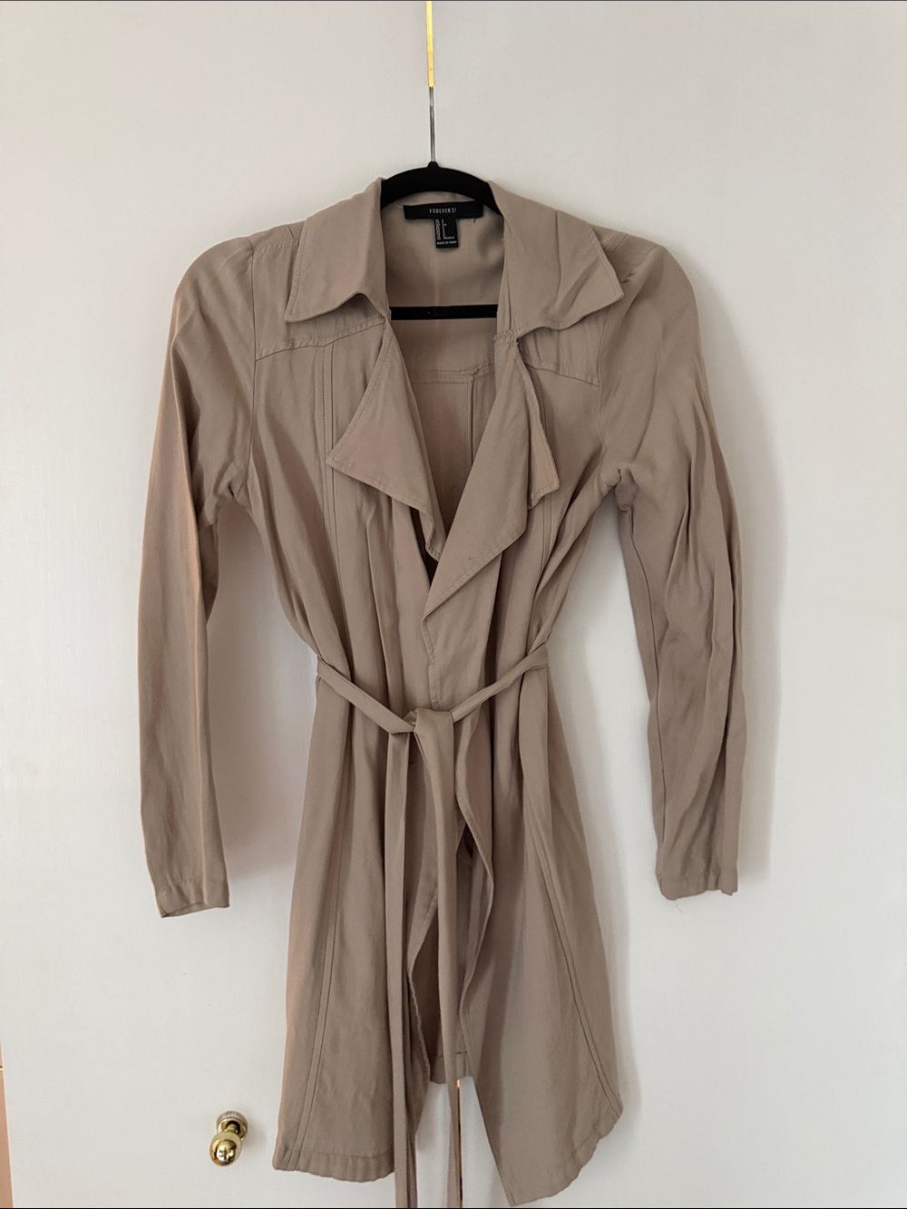 Forever 21 Light Taupe Tie-Waist Trench Coat